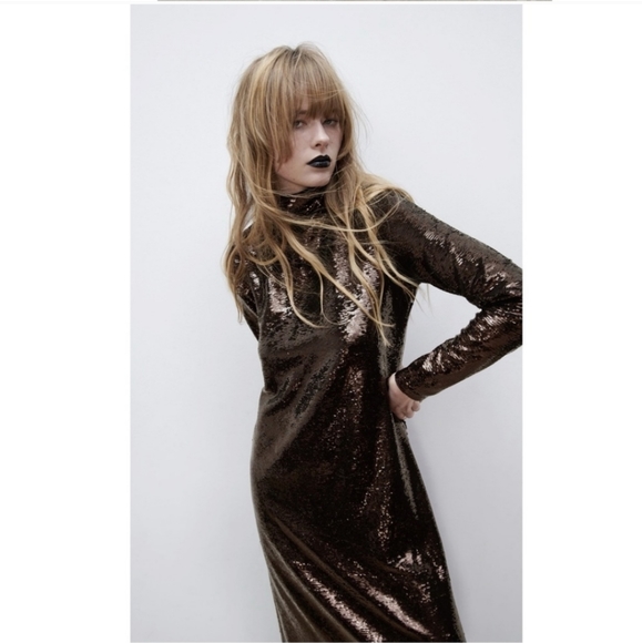 Zara sequin knit dress brown - Picture 2 of 9